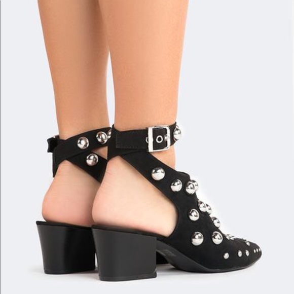 HP! Silver Metal Studded Black Booties - Picture 5 of 8